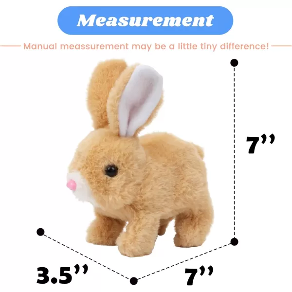 Hopearl Hopping Rabbit with Bell Interactive Electronic Pet Plush Bunny Toy with Sounds and Movements Animated Walking Wiggle Ears Twitch Nose Gift for Toddlers Birthday Rainbow 703 Brown Bunny