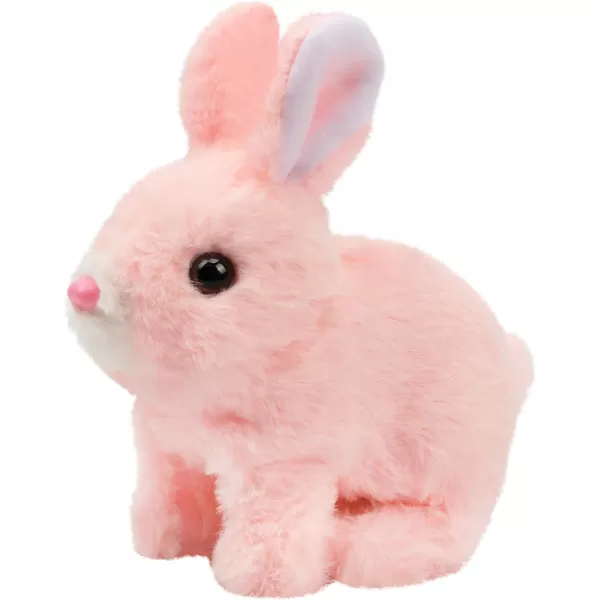 Hopearl Hopping Rabbit with Bell Interactive Electronic Pet Plush Bunny Toy with Sounds and Movements Animated Walking Wiggle Ears Twitch Nose Gift for Toddlers Birthday Rainbow 702 Pink Bunny