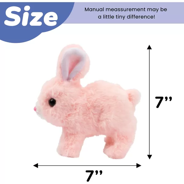 Hopearl Hopping Rabbit with Bell Interactive Electronic Pet Plush Bunny Toy with Sounds and Movements Animated Walking Wiggle Ears Twitch Nose Gift for Toddlers Birthday Rainbow 702 Pink Bunny