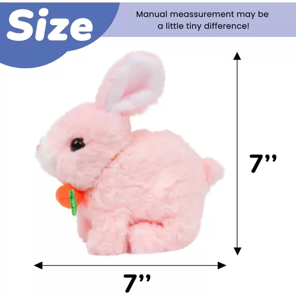 Hopearl Hopping Rabbit with Bell Interactive Electronic Pet Plush Bunny Toy with Sounds and Movements Animated Walking Wiggle Ears Twitch Nose Gift for Toddlers Birthday Rainbow 706 Pink Bunny With Carrot