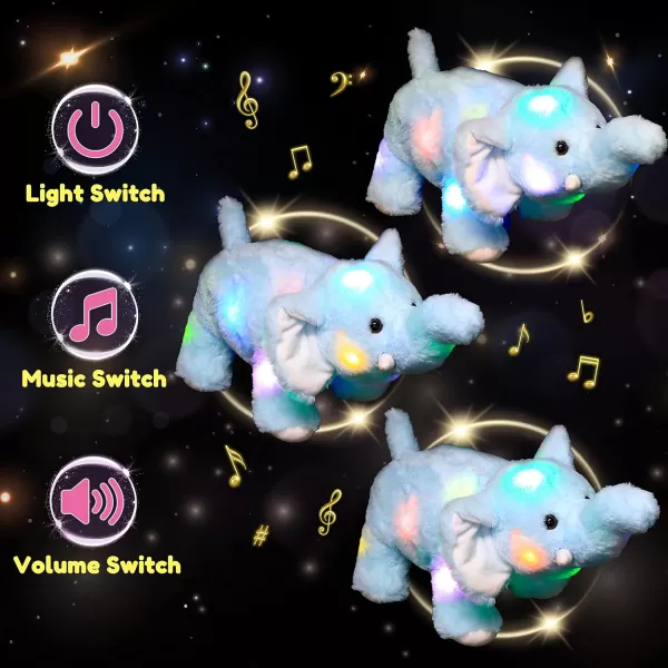 Hopearl LED Musical Plush Elephant Light up Stuffed Animal Elephish Floppy Night Lights Glow in The Dark Birthday Festival for Kids Toddlers Blue 15Hopearl LED Musical Plush Elephant Light up Stuffed Animal Elephish Floppy Night Lights Glow in The Dark Birthday Festival for Kids Toddlers Blue 15