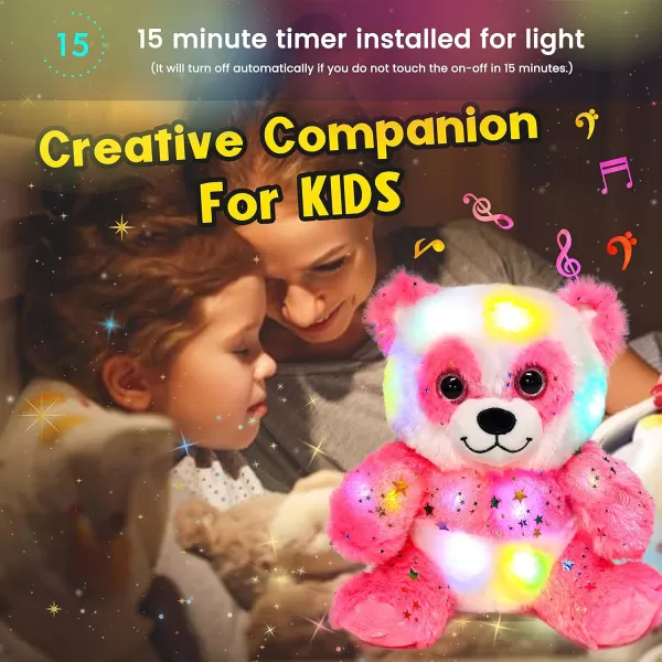 Hopearl LED Musical Plush Panda Light up Singing Stuffed Toy Adjustable Volume Lullaby Animated Soothe Birthday Festival for Kids Pink 105Hopearl LED Musical Plush Panda Light up Singing Stuffed Toy Adjustable Volume Lullaby Animated Soothe Birthday Festival for Kids Pink 105