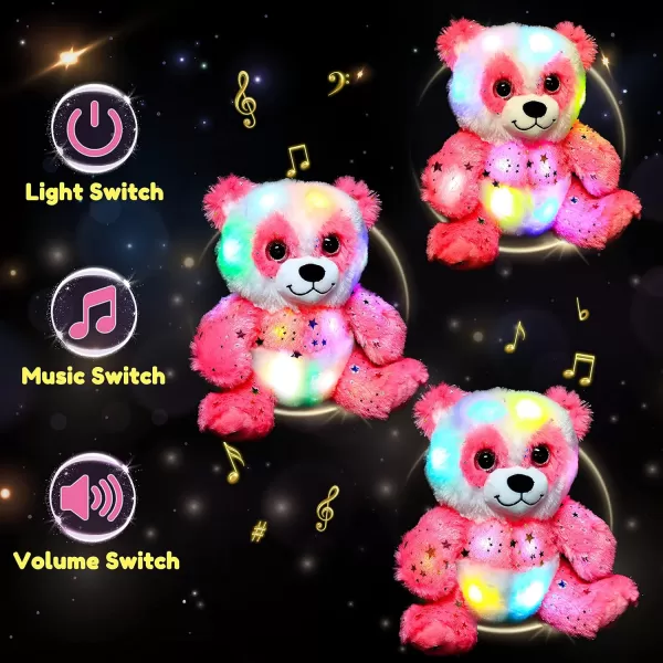 Hopearl LED Musical Plush Panda Light up Singing Stuffed Toy Adjustable Volume Lullaby Animated Soothe Birthday Festival for Kids Pink 105Hopearl LED Musical Plush Panda Light up Singing Stuffed Toy Adjustable Volume Lullaby Animated Soothe Birthday Festival for Kids Pink 105