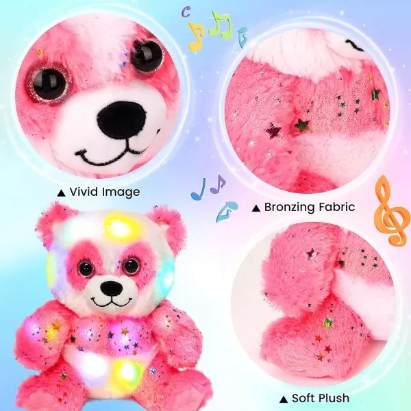 Hopearl LED Musical Plush Panda Light up Singing Stuffed Toy Adjustable Volume Lullaby Animated Soothe Birthday Festival for Kids Pink 105Hopearl LED Musical Plush Panda Light up Singing Stuffed Toy Adjustable Volume Lullaby Animated Soothe Birthday Festival for Kids Pink 105