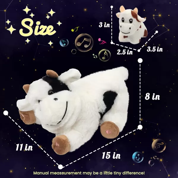 Hopearl LED Musical Stuffed Cat Light up Singing Plush Toy Playset Mommy Cat with 3 Baby Kittens in her Tummy Lullaby Animated Soothe for Mom Kids Toddler Girls Rainbow 18LED amp Music 05 Cow