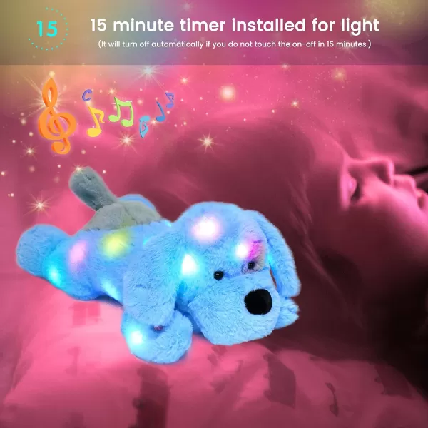 Hopearl LED Musical Stuffed Puppy Light up Singing Plush Dog Adjustable Volume Lullaby Animated Soothe Birthday Festival for Kids Toddler Girls Blue 17Hopearl LED Musical Stuffed Puppy Light up Singing Plush Dog Adjustable Volume Lullaby Animated Soothe Birthday Festival for Kids Toddler Girls Blue 17