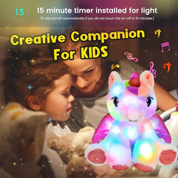 Hopearl LED Musical Stuffed Unicorn Adorable Light up Singing Plush Toy Adjustable Volume Lullaby Animated Soothe Birthday Festival for Kids Toddler Girls White 11Hopearl LED Musical Stuffed Unicorn Adorable Light up Singing Plush Toy Adjustable Volume Lullaby Animated Soothe Birthday Festival for Kids Toddler Girls White 11