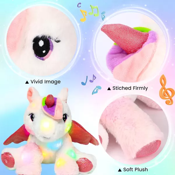 Hopearl LED Musical Stuffed Unicorn Adorable Light up Singing Plush Toy Adjustable Volume Lullaby Animated Soothe Birthday Festival for Kids Toddler Girls White 11Hopearl LED Musical Stuffed Unicorn Adorable Light up Singing Plush Toy Adjustable Volume Lullaby Animated Soothe Birthday Festival for Kids Toddler Girls White 11