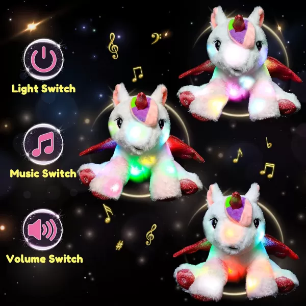 Hopearl LED Musical Stuffed Unicorn Adorable Light up Singing Plush Toy Adjustable Volume Lullaby Animated Soothe Birthday Festival for Kids Toddler Girls White 11Hopearl LED Musical Stuffed Unicorn Adorable Light up Singing Plush Toy Adjustable Volume Lullaby Animated Soothe Birthday Festival for Kids Toddler Girls White 11