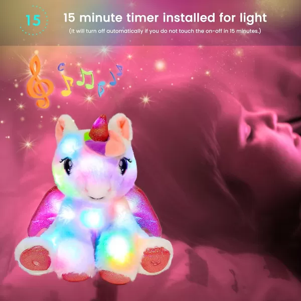 Hopearl LED Musical Stuffed Unicorn Adorable Light up Singing Plush Toy Adjustable Volume Lullaby Animated Soothe Birthday Festival for Kids Toddler Girls White 11Hopearl LED Musical Stuffed Unicorn Adorable Light up Singing Plush Toy Adjustable Volume Lullaby Animated Soothe Birthday Festival for Kids Toddler Girls White 11