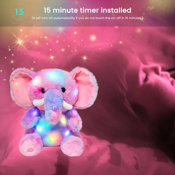 Hopearl LED Plush Elephant Colorful Light up Stuffed Animal Elephish Floppy Night Lights Glow in The Dark Birthday Festival for Kids Toddler Girls Rainbow 11Hopearl LED Plush Elephant Colorful Light up Stuffed Animal Elephish Floppy Night Lights Glow in The Dark Birthday Festival for Kids Toddler Girls Rainbow 11