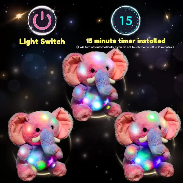 Hopearl LED Plush Elephant Colorful Light up Stuffed Animal Elephish Floppy Night Lights Glow in The Dark Birthday Festival for Kids Toddler Girls Rainbow 11Hopearl LED Plush Elephant Colorful Light up Stuffed Animal Elephish Floppy Night Lights Glow in The Dark Birthday Festival for Kids Toddler Girls Rainbow 11