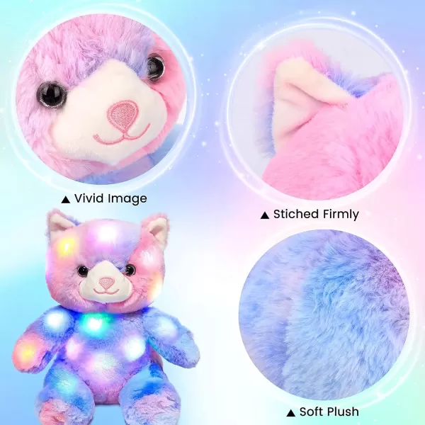 Hopearl LED Plush Kitty Colorful Light up Stuffed Animal Cat Floppy Kitten Night Lights Glow in The Dark Birthday Festival for Kids Toddler Girls Rainbow 11Hopearl LED Plush Kitty Colorful Light up Stuffed Animal Cat Floppy Kitten Night Lights Glow in The Dark Birthday Festival for Kids Toddler Girls Rainbow 11