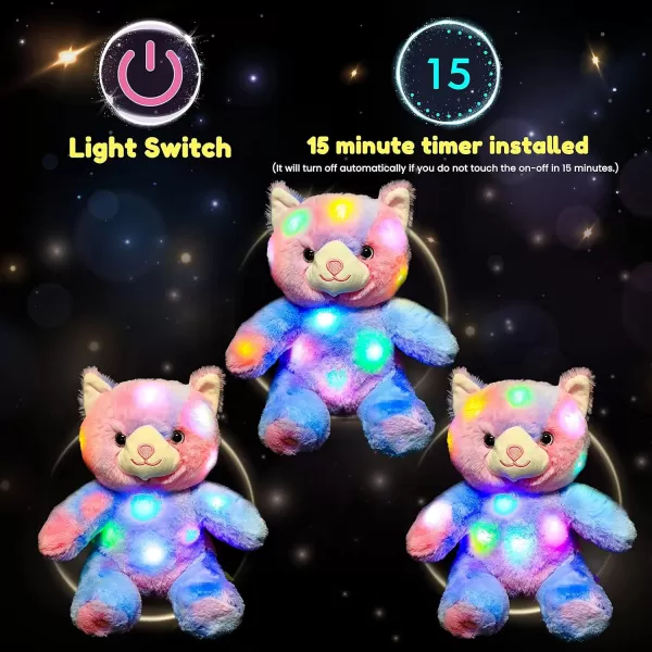 Hopearl LED Plush Kitty Colorful Light up Stuffed Animal Cat Floppy Kitten Night Lights Glow in The Dark Birthday Festival for Kids Toddler Girls Rainbow 11Hopearl LED Plush Kitty Colorful Light up Stuffed Animal Cat Floppy Kitten Night Lights Glow in The Dark Birthday Festival for Kids Toddler Girls Rainbow 11