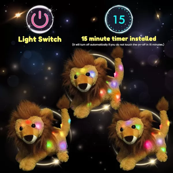 Hopearl LED Plush Lion Light up Stuffed Jungle Animal Floppy Puppy Night Lights Glow in The Dark Birthday Festival for Kids Toddler Girls Brown 115Hopearl LED Plush Lion Light up Stuffed Jungle Animal Floppy Puppy Night Lights Glow in The Dark Birthday Festival for Kids Toddler Girls Brown 115