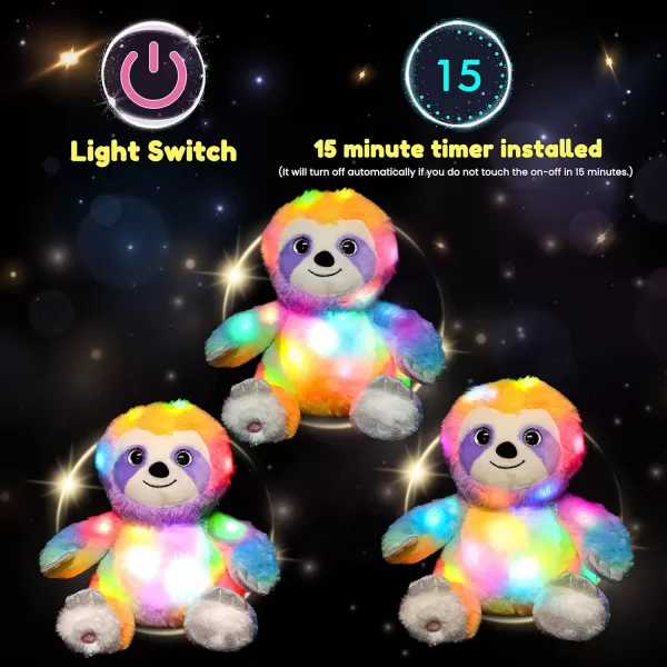 Hopearl LED Plush Sloth Colorful Light up Stuffed Animal Three Toed Sloth Floppy Night Lights Glow in The Dark Birthday Gifts for Kids Toddlers Rainbow 10Hopearl LED Plush Sloth Colorful Light up Stuffed Animal Three Toed Sloth Floppy Night Lights Glow in The Dark Birthday Gifts for Kids Toddlers Rainbow 10