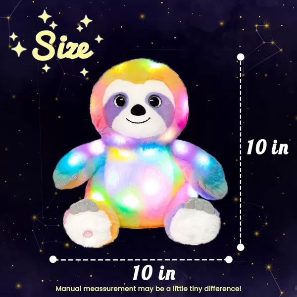 Hopearl LED Plush Sloth Colorful Light up Stuffed Animal Three Toed Sloth Floppy Night Lights Glow in The Dark Birthday Gifts for Kids Toddlers Rainbow 10Hopearl LED Plush Sloth Colorful Light up Stuffed Animal Three Toed Sloth Floppy Night Lights Glow in The Dark Birthday Gifts for Kids Toddlers Rainbow 10