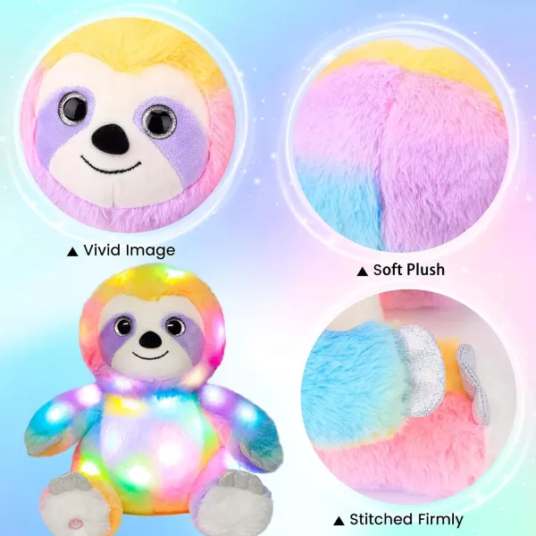 Hopearl LED Plush Sloth Colorful Light up Stuffed Animal Three Toed Sloth Floppy Night Lights Glow in The Dark Birthday Gifts for Kids Toddlers Rainbow 10Hopearl LED Plush Sloth Colorful Light up Stuffed Animal Three Toed Sloth Floppy Night Lights Glow in The Dark Birthday Gifts for Kids Toddlers Rainbow 10