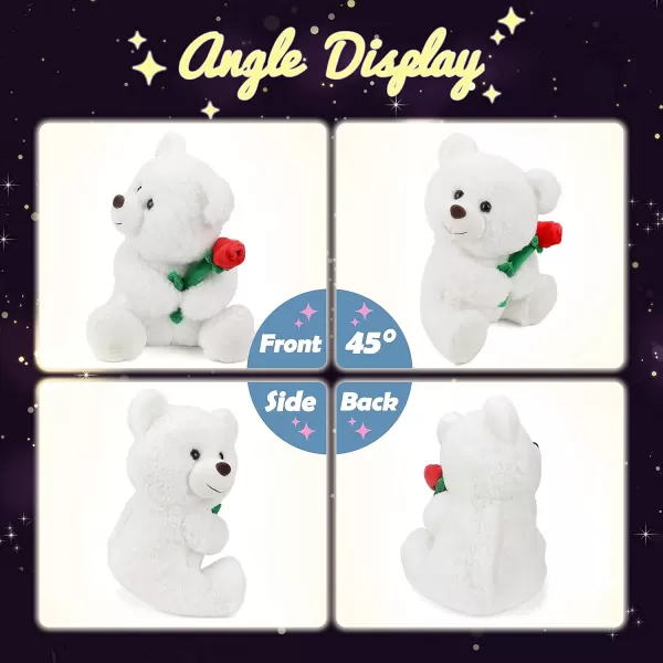 Hopearl LED Plush Teddy Bear with Rose Light up Stuffed Animal Floppy Night Lights Glow in The Dark Birthday Mothers Day for Kids Girls Toddlers White 11Hopearl LED Plush Teddy Bear with Rose Light up Stuffed Animal Floppy Night Lights Glow in The Dark Birthday Mothers Day for Kids Girls Toddlers White 11