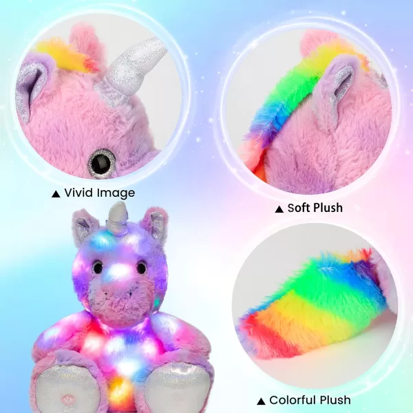 Hopearl LED Plush Unicorn Light up Stuffed Animal Floppy Night Lights Glow in The Dark Birthday Gifts for Kids Toddler Girls Purple 12Hopearl LED Plush Unicorn Light up Stuffed Animal Floppy Night Lights Glow in The Dark Birthday Gifts for Kids Toddler Girls Purple 12