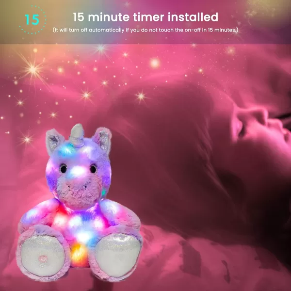 Hopearl LED Plush Unicorn Light up Stuffed Animal Floppy Night Lights Glow in The Dark Birthday Gifts for Kids Toddler Girls Purple 12Hopearl LED Plush Unicorn Light up Stuffed Animal Floppy Night Lights Glow in The Dark Birthday Gifts for Kids Toddler Girls Purple 12