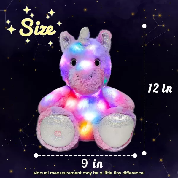 Hopearl LED Plush Unicorn Light up Stuffed Animal Floppy Night Lights Glow in The Dark Birthday Gifts for Kids Toddler Girls Purple 12Hopearl LED Plush Unicorn Light up Stuffed Animal Floppy Night Lights Glow in The Dark Birthday Gifts for Kids Toddler Girls Purple 12