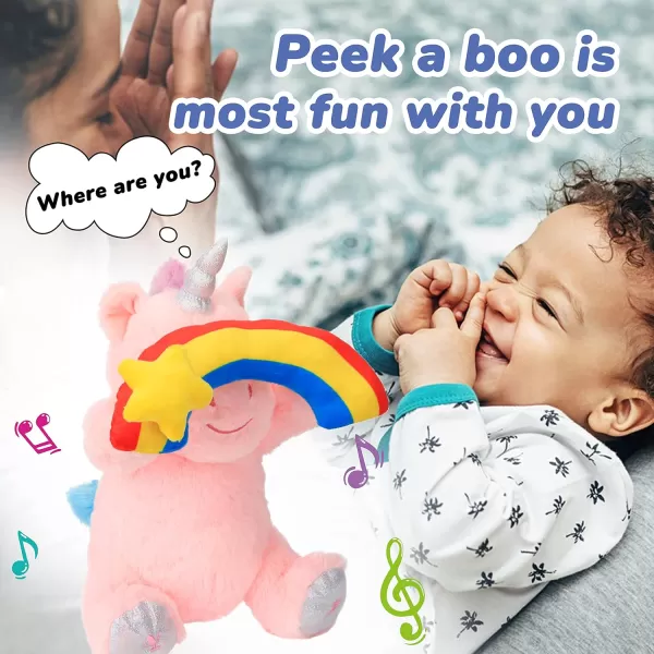 Hopearl Peek A Boo Bear with Security Blanket Interactive Repeats What You Say Plush Teddy Bear Toy Musical Singing Talking Stuffed Animal Adorable Electric Animate Birthday Festival Beige 1106 Unicorn