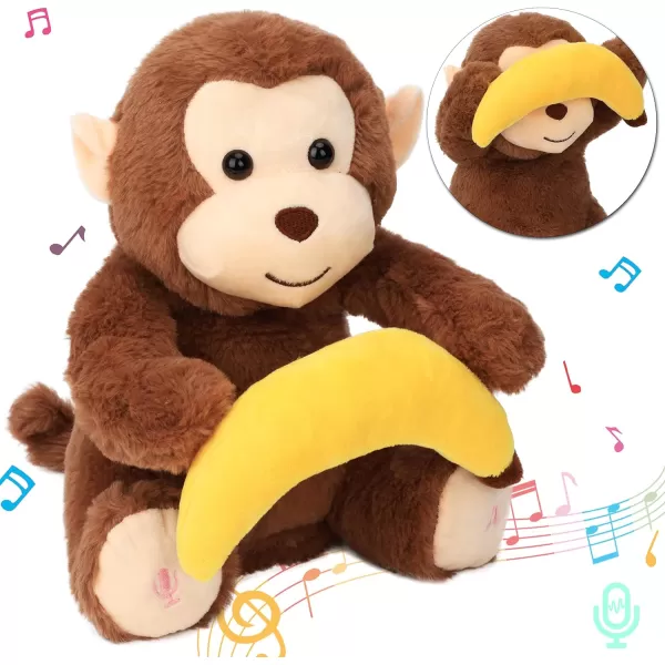 Hopearl Peek A Boo Bear with Security Blanket Interactive Repeats What You Say Plush Teddy Bear Toy Musical Singing Talking Stuffed Animal Adorable Electric Animate Birthday Festival Beige 1105 Monkey