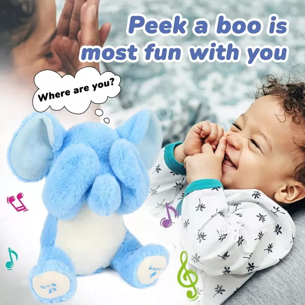 Hopearl Peek A Boo Bear with Security Blanket Interactive Repeats What You Say Plush Teddy Bear Toy Musical Singing Talking Stuffed Animal Adorable Electric Animate Birthday Festival Beige 1101 Elephant