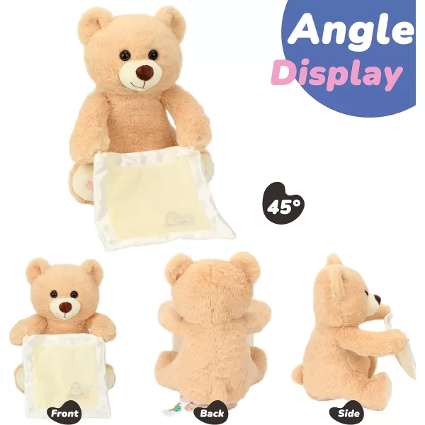 Hopearl Peek A Boo Bear with Security Blanket Interactive Repeats What You Say Plush Teddy Bear Toy Musical Singing Talking Stuffed Animal Adorable Electric Animate Birthday Festival Beige 1104 Bear