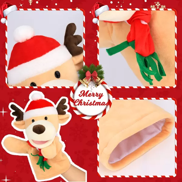 Hopearl Plush Christmas Elk Hand Puppet Reindeer with Open Movable Mouth for Imaginative Play Role Play Interactive Toy for Storytelling Teaching Puppet Theater Gift for Kids Brown 135Hopearl Plush Christmas Elk Hand Puppet Reindeer with Open Movable Mouth for Imaginative Play Role Play Interactive Toy for Storytelling Teaching Puppet Theater Gift for Kids Brown 135