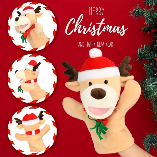 Hopearl Plush Christmas Elk Hand Puppet Reindeer with Open Movable Mouth for Imaginative Play Role Play Interactive Toy for Storytelling Teaching Puppet Theater Gift for Kids Brown 135Hopearl Plush Christmas Elk Hand Puppet Reindeer with Open Movable Mouth for Imaginative Play Role Play Interactive Toy for Storytelling Teaching Puppet Theater Gift for Kids Brown 135