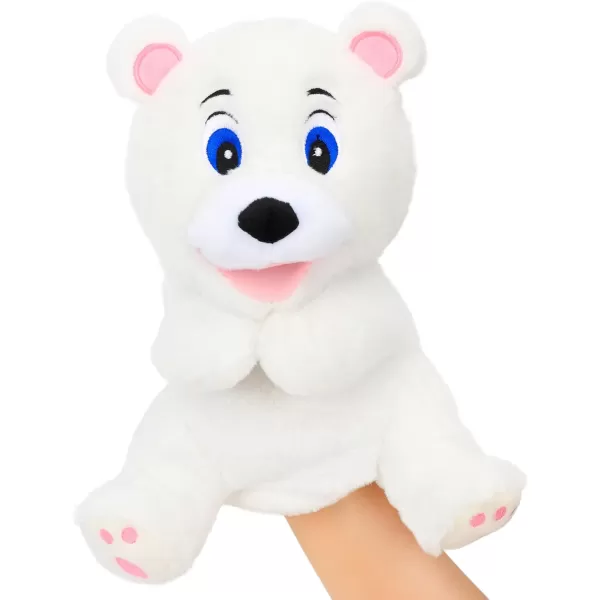 Hopearl Plush White Bear Hand Puppet with Open Movable Mouth for Imaginative Play Role Play Interactive Toy for Storytelling Teaching Puppet Theater Gift for Kids Boys Girls 115Hopearl Plush White Bear Hand Puppet with Open Movable Mouth for Imaginative Play Role Play Interactive Toy for Storytelling Teaching Puppet Theater Gift for Kids Boys Girls 115