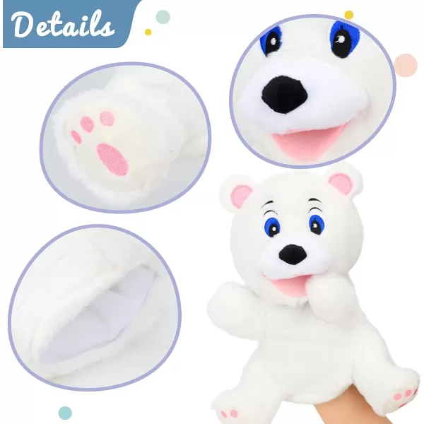 Hopearl Plush White Bear Hand Puppet with Open Movable Mouth for Imaginative Play Role Play Interactive Toy for Storytelling Teaching Puppet Theater Gift for Kids Boys Girls 115Hopearl Plush White Bear Hand Puppet with Open Movable Mouth for Imaginative Play Role Play Interactive Toy for Storytelling Teaching Puppet Theater Gift for Kids Boys Girls 115