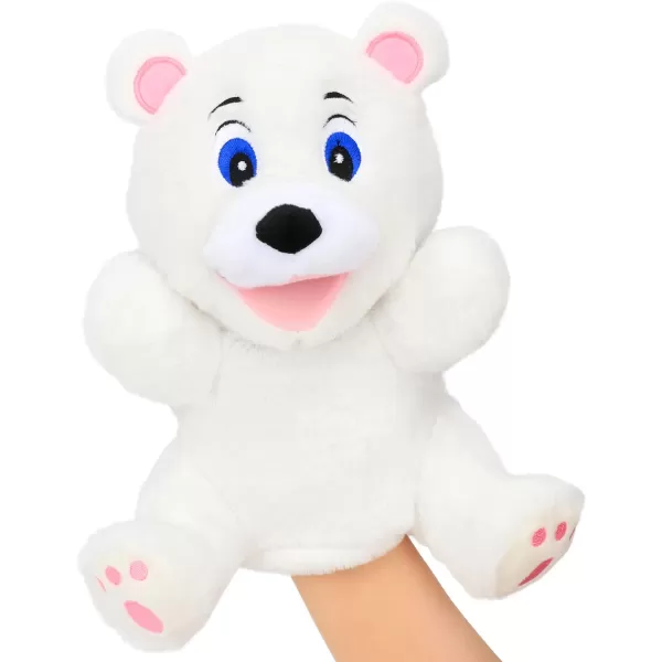 Hopearl Plush White Bear Hand Puppet with Open Movable Mouth for Imaginative Play Role Play Interactive Toy for Storytelling Teaching Puppet Theater Gift for Kids Boys Girls 115Hopearl Plush White Bear Hand Puppet with Open Movable Mouth for Imaginative Play Role Play Interactive Toy for Storytelling Teaching Puppet Theater Gift for Kids Boys Girls 115