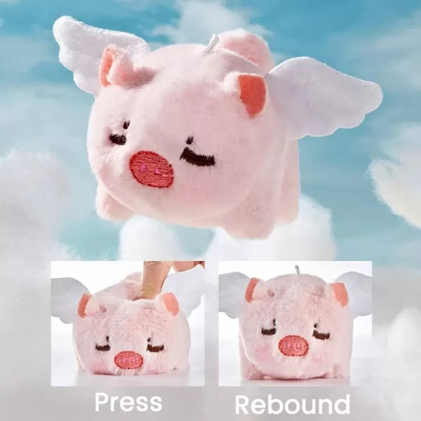 Hopearl Pull String Plush Bunny Toy Windup Clockwork Rabbit Motorized Wagging Tail Rotating Interactive Toys Pullback Cord Stuffed Animal Gift for Baby Kids White 5505 Pig Pink Wings