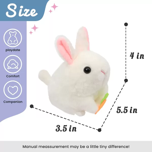 Hopearl Pull String Plush Bunny Toy Windup Clockwork Rabbit Motorized Wagging Tail Rotating Interactive Toys Pullback Cord Stuffed Animal Gift for Baby Kids White 5501 Rabbit