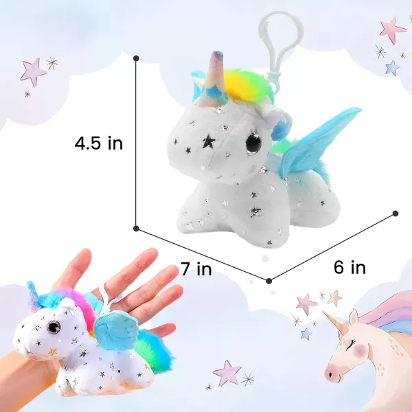 Hopearl Pull String Plush Bunny Toy Windup Clockwork Rabbit Motorized Wagging Tail Rotating Interactive Toys Pullback Cord Stuffed Animal Gift for Baby Kids White 5508 White Unicorn