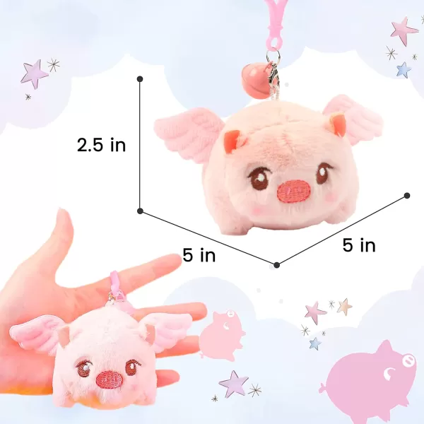 Hopearl Pull String Plush Bunny Toy Windup Clockwork Rabbit Motorized Wagging Tail Rotating Interactive Toys Pullback Cord Stuffed Animal Gift for Baby Kids White 5505 Pig Pink Wings