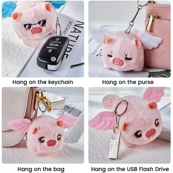 Hopearl Pull String Plush Bunny Toy Windup Clockwork Rabbit Motorized Wagging Tail Rotating Interactive Toys Pullback Cord Stuffed Animal Gift for Baby Kids White 5505 Pig Pink Wings