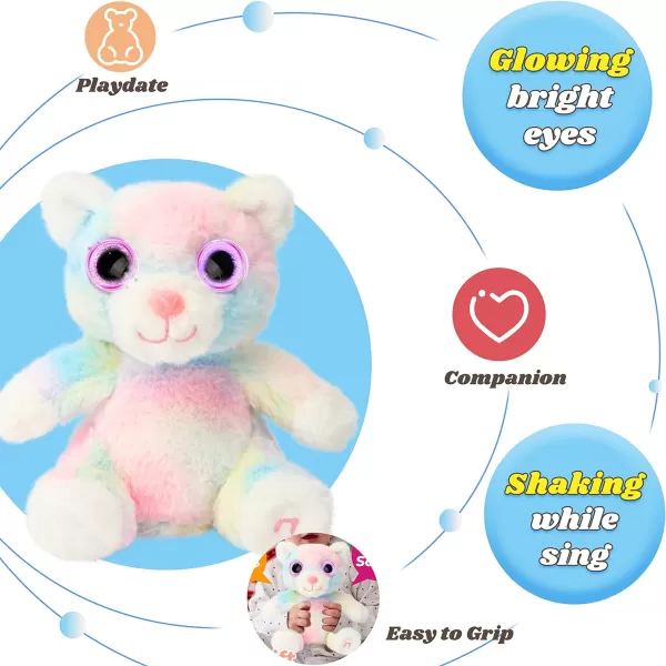 Hopearl Singing Baby Unicorn with Big Light up Eyes Glowing Shaking Dancing Plush Toy Interactive Stuffed Animal Early Learning Gift for Toddlers White 801 Cat