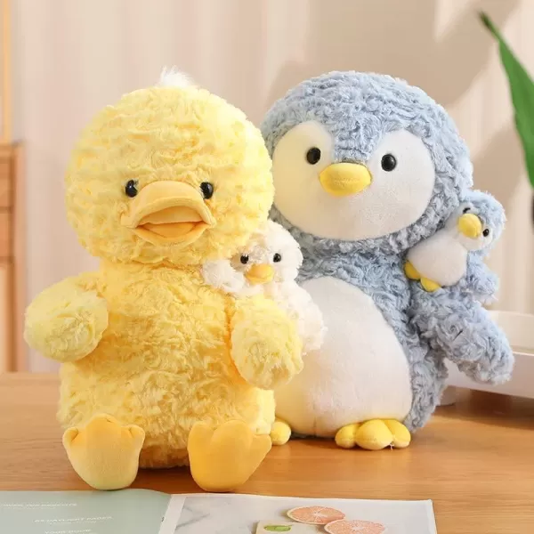 Hopearl Stuffed Animal Duck Mommy and Baby on The Shoulder Soft Plushie Toy for Kids Mom Baby Shower Nursery Dcor Zoo Animals for Toddlers Adorable Stuffed Duckie 1408 Penguin