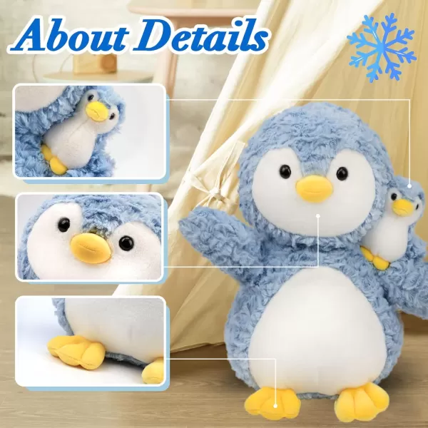 Hopearl Stuffed Animal Duck Mommy and Baby on The Shoulder Soft Plushie Toy for Kids Mom Baby Shower Nursery Dcor Zoo Animals for Toddlers Adorable Stuffed Duckie 1408 Penguin