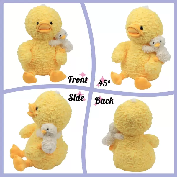 Hopearl Stuffed Animal Duck Mommy and Baby on The Shoulder Soft Plushie Toy for Kids Mom Baby Shower Nursery Dcor Zoo Animals for Toddlers Adorable Stuffed Duckie 1406 Duck