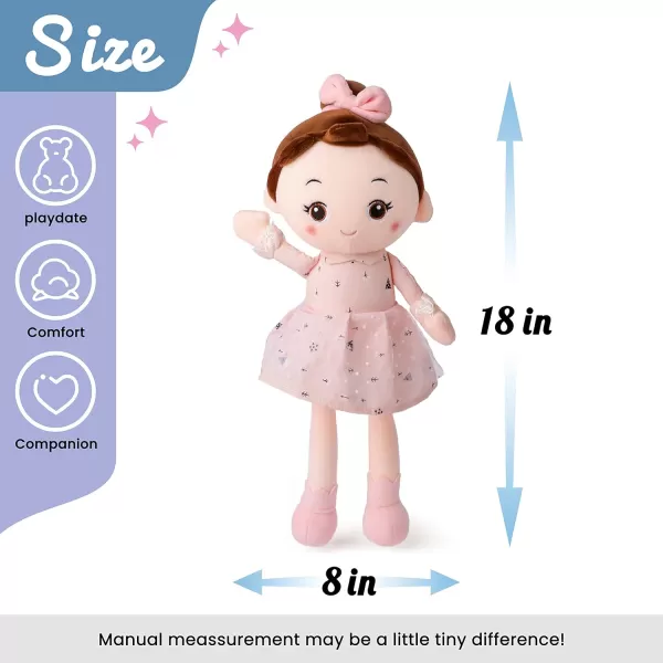 Hopearl Stuffed Doll for Girl Soft Plush Snuggle Play Toy Sleeping amp Cuddle Buddy in Dress Birthday Festival Baby Doll Pink 18Bun Girl