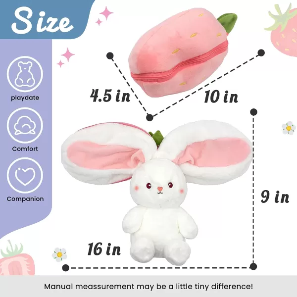 Hopearl Stuffed Easter Bunny with Removable Easter Eggshell Detachable Plush Rabbit Toy Cute Eggs Hunting Festival Gift for Kids Girls Boys 1602 Strawberry Bunny