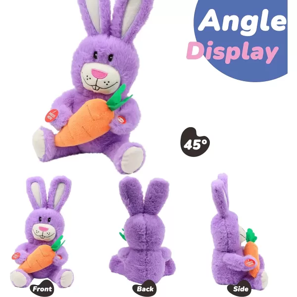 Hopearl Talking Singing Bunny Repeats What You Say Rabbit Musical Shaking Head Electric Interactive Animated Toy Speaking Plush Buddy Gift for Toddlers Purple 1505 Bunny