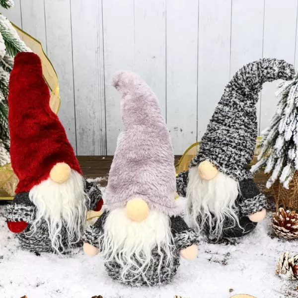 Hopearl 3 Pcs Christmas Gnome Figurines Plush Swedish Tomte Nisse Handmade Elf Santa Claus Home Desktop Collectible Doll Stuffed Decor Holiday Party Supplies Table Ornament 11Style 07