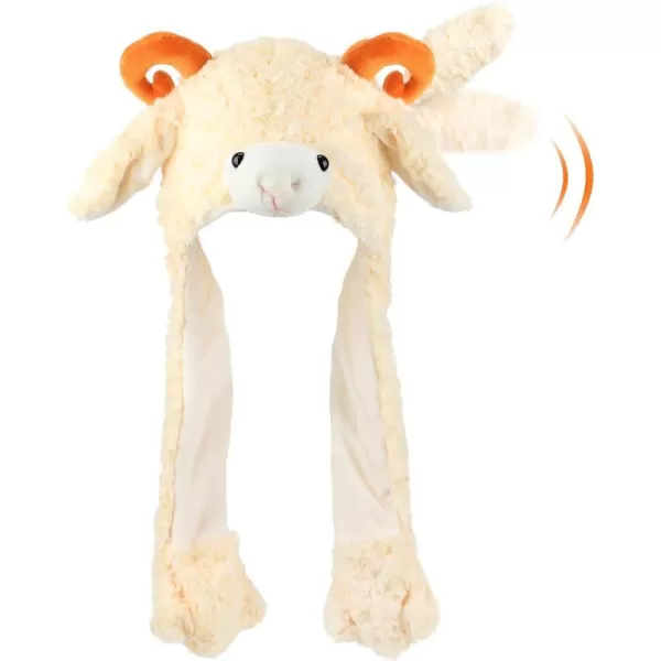 Hopearl Halloween Devil Hat with Ears Moving Jumping Pop Up Beating Ghost Hat Plush Earflaps Holiday Cosplay Costume Dress Up Funny Gift for Kids Boys Girls Black 2214 Lamb