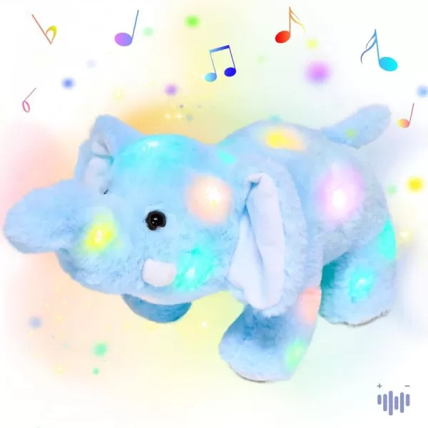 Hopearl LED Musical Plush Elephant Light up Stuffed Animal Elephish Floppy Night Lights Glow in The Dark Birthday Festival for Kids Toddlers Blue 15Hopearl LED Musical Plush Elephant Light up Stuffed Animal Elephish Floppy Night Lights Glow in The Dark Birthday Festival for Kids Toddlers Blue 15